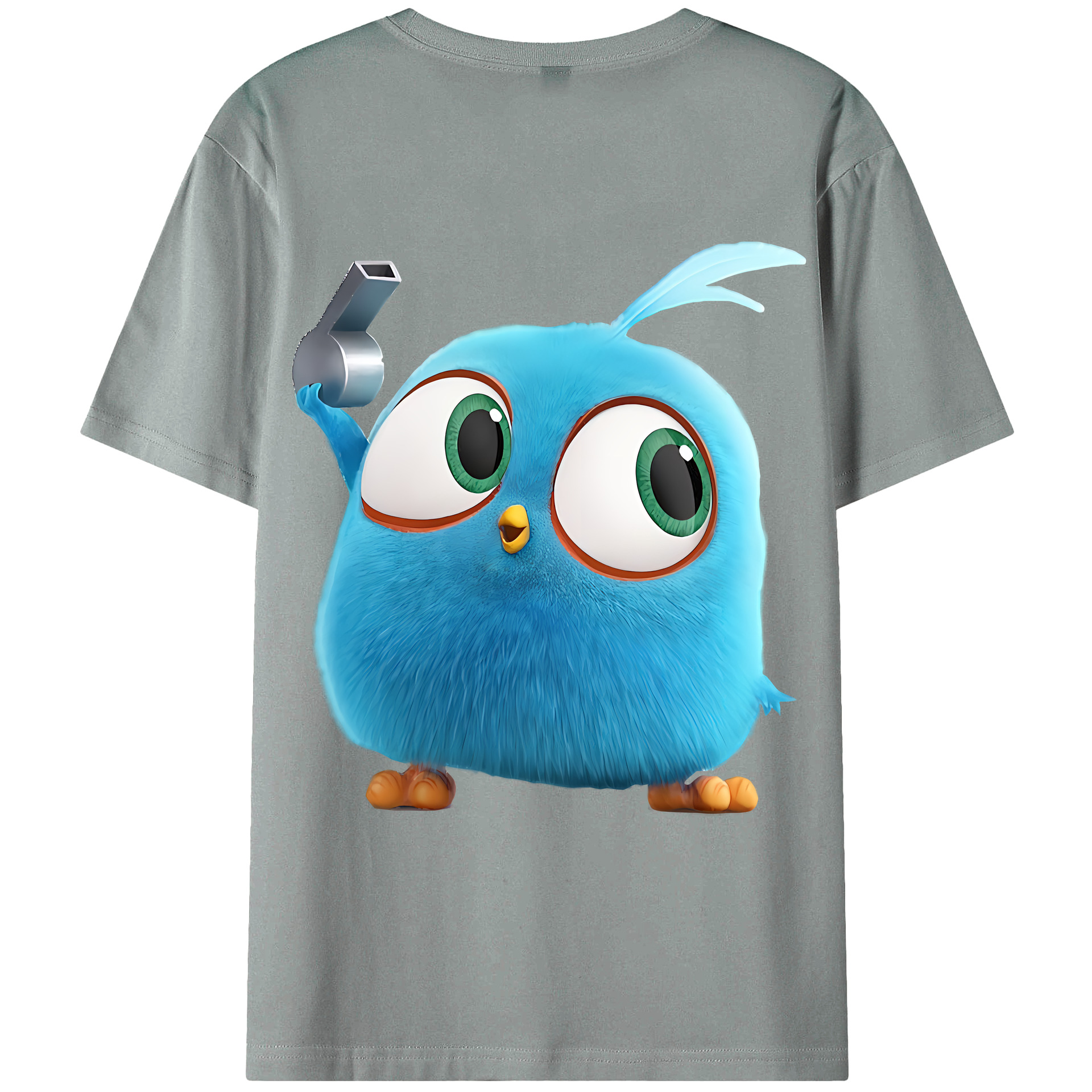 （画像用） Angry Birds アングリーバード 綿100％ メンズ半袖Tシャツ（バックプリント） 通気性